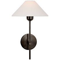 Hackney Single Sconce бронза с льняным абажуром