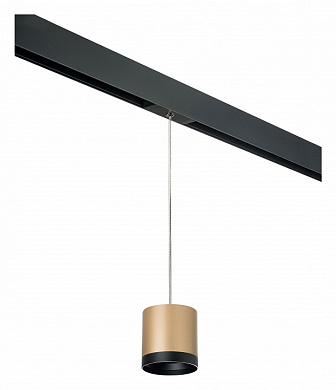 подвесной светильник с цилиндрическим плафоном золотистого оттенка для однофазного трека