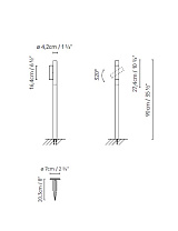 TUBE 90-1L OLIVE; TUBE 90-1L CORTEN LED 4,5W 546lm 250mA 106 x 16 x 10 cm; TUBE 90-1L BLACK 3000K CRI≥90 230V VOL 0,017 m³; TUBE 90-1L WHITE