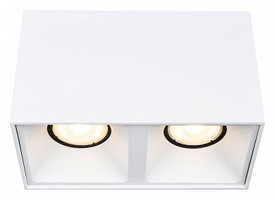 двухламповый потолочный светильник белый с квадратным корпусом