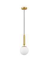 Opal Glass Brass Gold Metal LED E27 1x12 Watt 100-240Volt IP20 Bulb Excluded D: 15 H: 185 cm