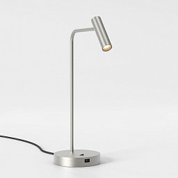 настольная лампа с USB C разъёмом и вытянутым корпусом матовый никель