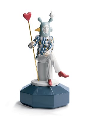 Фарфоровая скульптура влюблённого с красным сердцем The Lover III Lladro, дизайн Jaime Hayon 01007254