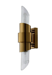 JUSTO AP2 BRASS Crystal Lux Justo настенное бра с двумя вертикальными стеклянными панелями и латунным основанием