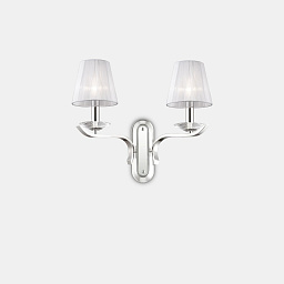 059211 Ideal lux Pegaso настенное бра с двумя рожками и текстильными абажурами белого цвета