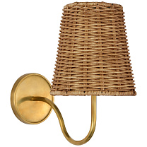 Lyndsie Small Sconce полированная старая латунь с абажуром из натурального ротанга