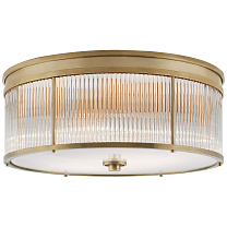 Allen Large Round Flush Mount натуральная латунь и стеклянные стержни с белым стеклом