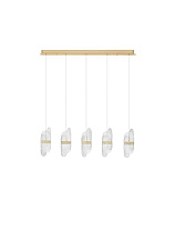 Triac Dimmable Brass Gold Metal & Clear Glass LED 34Watt 220-240Volt 2260Lm IP20 3000K L:100 H:150 cm
