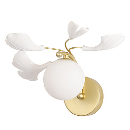 COLIBRI AP1 GOLD Crystal Lux COLIBRI настенное бра с круглым стеклянным плафоном и декоративными лепестками