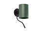 20032-81 GUADALUPE BLACK WALL LAMP WITH READER GREEN LAMPSH настенный светильник Faro barcelona