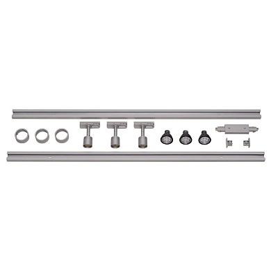 143194 SLV 1PHASE-TRACK, комплект из 2-х шинопров. 1м, 3-х свет-ков PURI 4.3W, серебристый