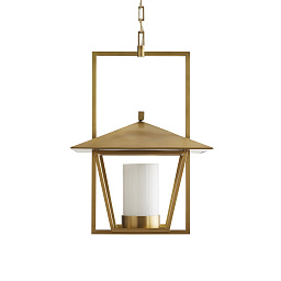 DB49007 Arteriors Temple подвесной светильник в виде фонаря с рамой из матовой латуни