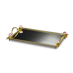 Marie-antoinette pink & gold roses tray лоток, Villari