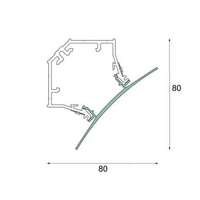 93600209 Modular  Como Corner curved cover white struc/m