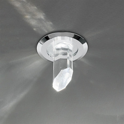 Str 10-441 satin/LED Orion Krista накладной потолочный светильник с прозрачным гранёным кристаллом и сатинированной круглой основой