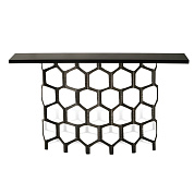 Honeycomb Console Table Bronzed with Black Lacquer top Porta Romana