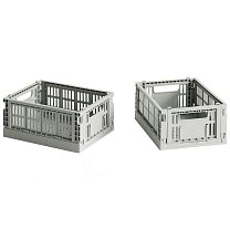 Ящик для хранения HAY Colour Crate Mini, набор из 2 шт., светло-серый