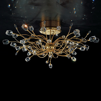 IDL Rosetta 324/10PF Gold Clear roses/Clear prisms потолочный светильник