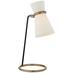 ARN3003BLK-L Visual Comfort Clarkson настольная лампа с двойным абажуром-биконусом и металлическим корпусом в сочетании чёрного и латунного оттенков
