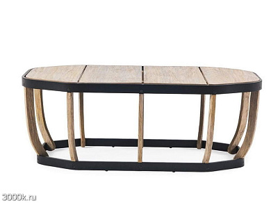 Журнальный столик Swing Ethimo, 110×57, натуральный тик, каркас чёрный SWTCRH1D48T1