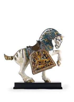 Фарфоровая скульптура восточного коня Oriental Horse Lladro, глазурованная 01001943