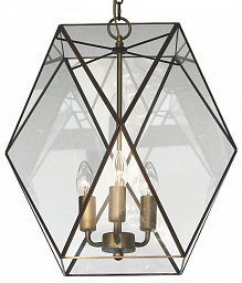 подвесной светильник с тремя лампами и граненым стеклянным корпусом