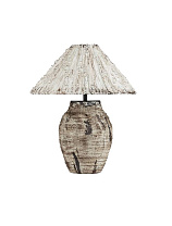 Natural Handmade Art-Made Line Shade & Beige Ceramic Art-Made Base LED E27 1x12Watt 100-240Volt IP20 Bulb Excluded Cable Length: 125 cm D:50 H:62 cm