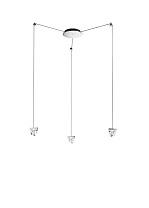 подвесной светильник с несколькими прозрачными конусными плафонами на тросах