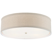 Walker Large Flush Mount светлый кремовый с абажуром из натурального льна