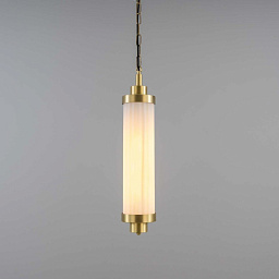 MLBP056 Mullan Lighting Louise подвесной светильник с вытянутым опаловым ребристым плафоном и латунным креплением