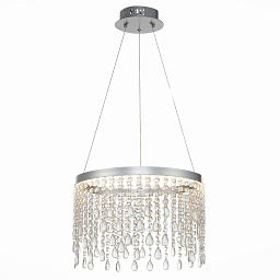 SL6201.103.24 ST-Luce Vega подвесной светильник с каскадом подвесных хрустальных нитей в серебристом обрамлении