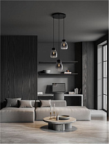 Gradient Smokey Glass Black Metal LED E27 3x12 Watt 100-240 Volt IP20 Bulb Excluded D:32 H:120cm