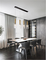 Clear Structured Glass Brass Gold Metal LED E27 4x12 Watt 100-240 Volt IP20 Bulb Excluded L:90 W:12.5 H:120cm