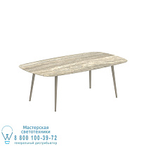 STYLETTO СТАНДАРТНЫЙ ОБЕДЕННЫЙ СТОЛ 220x120CM, АЛЮМИНИЕВЫЕ НОЖКИ, ПЕСОЧНАЯ КЕРАМИЧЕСКАЯ СТОЛЕШНИЦА TRAVERTINO Royal Botania