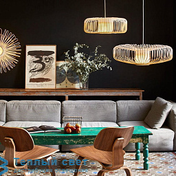 21160 Forestier Bamboo подвесной светильник из бамбука с цилиндрическим абажуром и тёплым оттенком света
