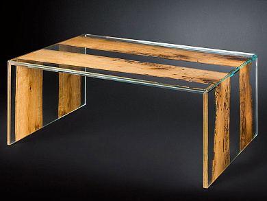 VENEZIA Прямоугольный журнальный столик из дерева и стекла VGnewtrend