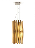 подвесной светильник с цилиндрическим плафоном из деревянных ламелей