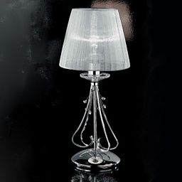 392/1L White IDL Emma настольная лампа с белым абажуром и металлическим основанием