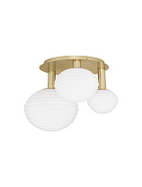 Milky White Structured Glass Matt Gold Metal LED E27 2x12 Watt LED E14 1x5 Watt 100-240Volt IP20 Bulb Excluded L: 53.5 W: 48 H: 39 cm