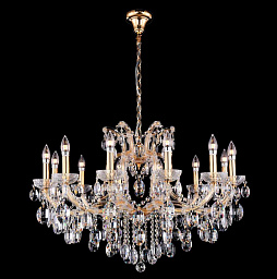 HOLLYWOOD SP12 GOLD Crystal Lux HOLLYWOOD хрустальная люстра с позолоченным основанием и множеством рожков