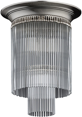 потолочный светильник с вертикальными прозрачными стеклянными элементами на никелевом основании
