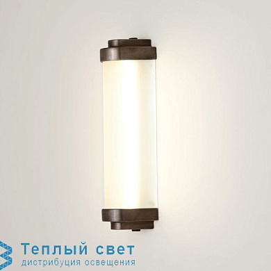 настенный светильник с цилиндрическим стеклянным плафоном и вертикальной ориентацией