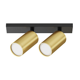 C051CL-U-02BMG Maytoni Focus двухламповый потолочный спот черного цвета с золотыми элементами