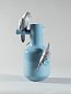 Фарфоровая ваза с тремя попугаями Parrot Parade Lladro, голубая 01007850 — фото 2