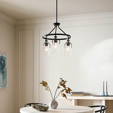 Everett 22.5" 3 Light Round Chandelier in a Black finish люстра 52377BK Kichler