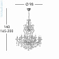 Kolarz Versailles 0414.812+6.3.SpT люстра золото 24 карата ø98cm высота 113cm мин. высота 138cm макс. высота 173cm 12+6 ламп e14 — фото 2