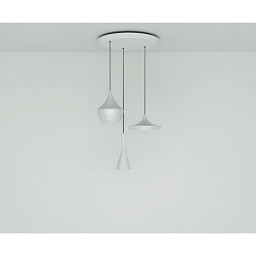BLPS01WH-PEUM4 Tom Dixon Beat подвесной светильник с тремя белыми плафонами разных форм на потолочном основании