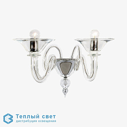 WL502-2-CLEAR Bella Figura Michelangelo настенное бра с двумя стеклянными плафонами на металлическом основании