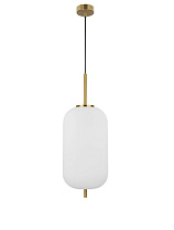 Opal Glass Brass Gold Metal Black Fabric Wire LED E27 1x12 Watt 100-240Volt IP20 Bulb Excluded D: 22 H: 120 cm