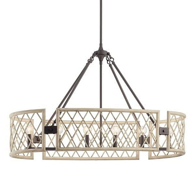 Oana 6 Light Oval Chandelier White Washed Wood люстра 52078WWW Kichler